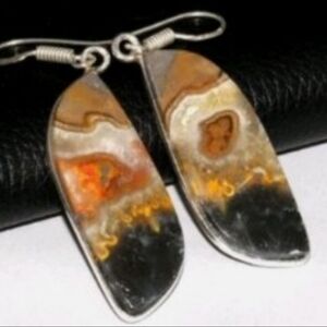 Bumblebee Jasper Gemstone 925 Sterling Silver Handmade Drop Dangle Earrings